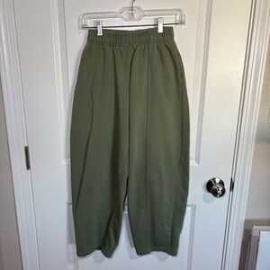 Zara Sage Green Casual Baggy Wide Leg Sweat Pants